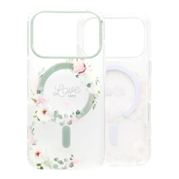 Matt MagSafe-skal med blommor för iPhone 17 Pro Max - Love Grön grøn