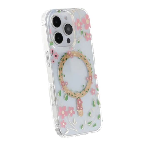 Mobilskal Magsafe med blommor för iPhone 16 Pro - Transparent