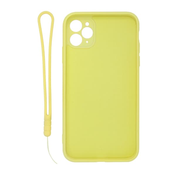 iPhone 11 Pro Max Silikonskal med Ringhållare och Handrem - Gul Yellow