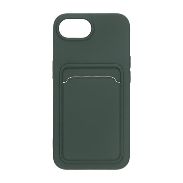 iPhone 16e Mobilskal Silikon med Korthållare - Grön Grön