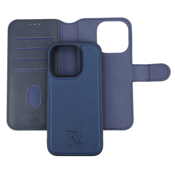 iPhone 15 Pro Plånboksfodral Magnet Rvelon - Blå Marinblå