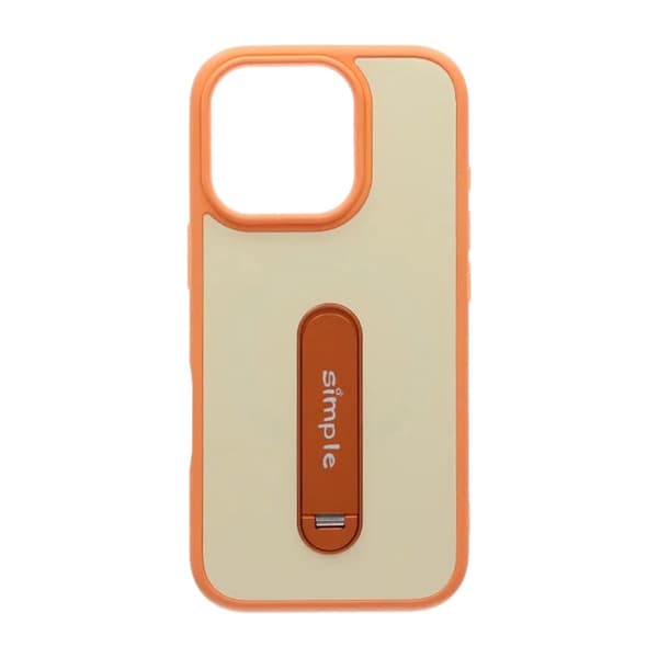 Skal med utfällbart roterande stativ för iPhone 16 Pro Max - Orange oranssi