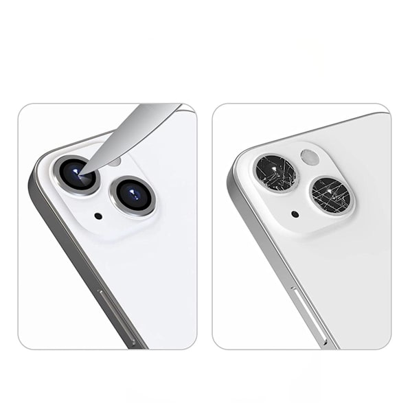 iPhone 13/13 Mini Kameralins skydd med Ram - Silver Silver