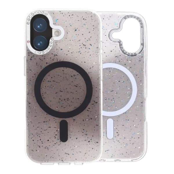 Glitter Skal MagSafe och Diamanter för iPhone 17 - Svart sort