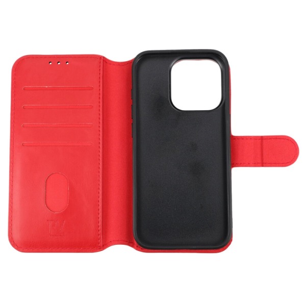 iPhone 15 Pro Plånboksfodral Magnet Rvelon - Röd Röd