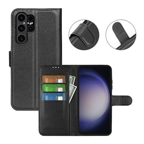 Samsung Galaxy S24 Ultra Plånboksfodral med Stativ - Brun Brun