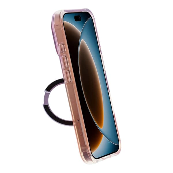 Marmoreret cover til iPhone 17 Pro Max og 18 Pro Max med roterende stativ og Magsafe - Lilla lilla