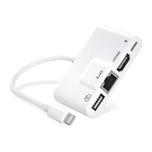 Lightning Adapter 1 till 4 portar: HDMI, RJ45 10/100Mbps, USB-A 3.1, Lightning Laddningsport