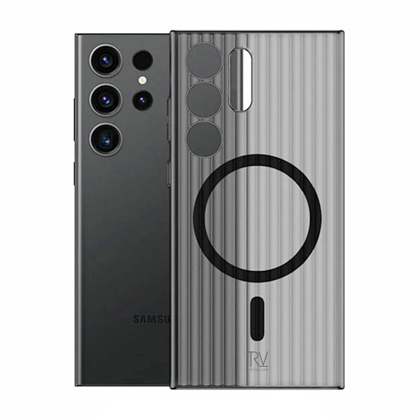 Samsung Galaxy S24 Ultra Mobilskal Korrugerad med Magnet Rvelon - Grå Grey