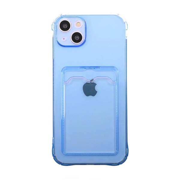 iPhone 14 Stöttåligt Skal med Korthållare - Blå Blå