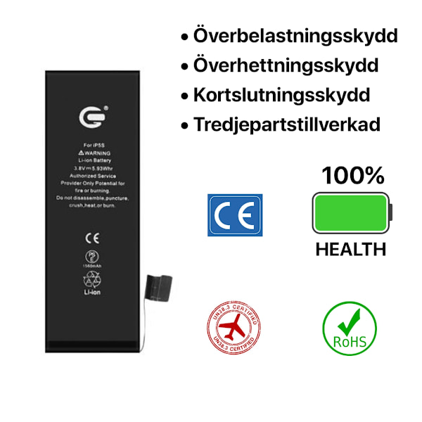 iPhone 5S Batteri Kit Svart