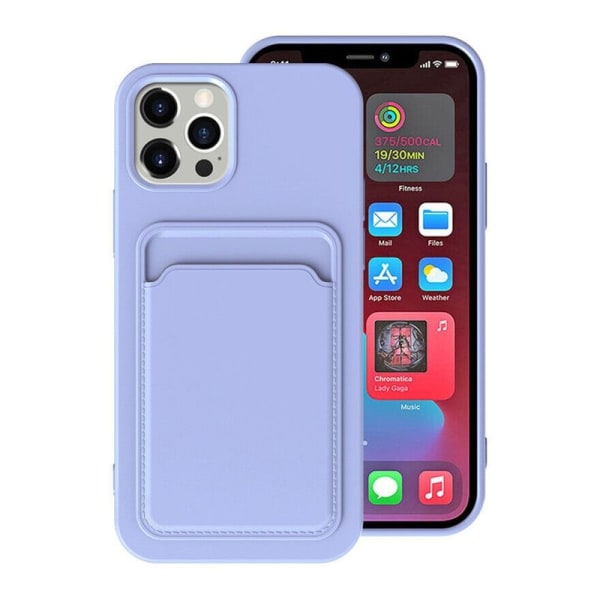 iPhone 15 Ultra Mobilskal Silikon med Korthållare - Lila Purple