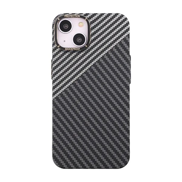 Kolfiber Skal iPhone 14 - Svart & Vit Svart
