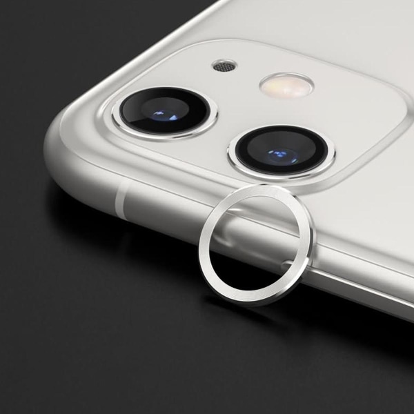 iPhone 12 Linsskydd med Metallram - Vit (2-pack) Vit