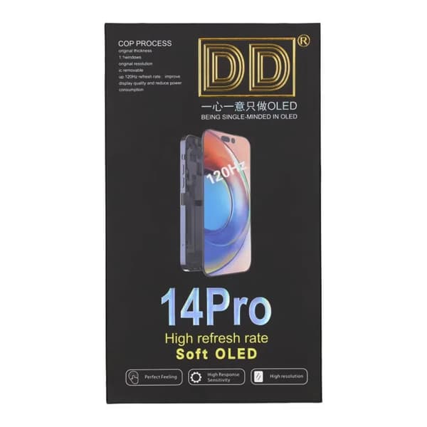 iPhone 14 Pro Soft OLED Display High Quality Black(DD brand) have diagnostic pass musta