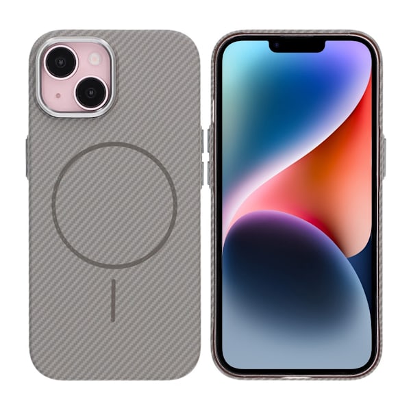 iPhone 13/14 Mobilskal Carbonmönstrad - Grå Grey