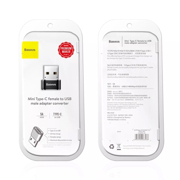 USB-C till USB-A Adapter Baseus Mini Svart