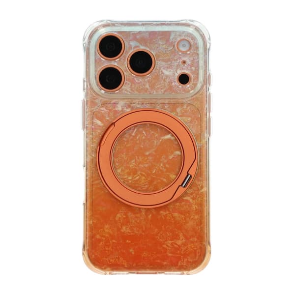 Marmoreret cover til iPhone 17 Pro Max og 18 Pro Max med roterende stativ og Magsafe - Orange orange