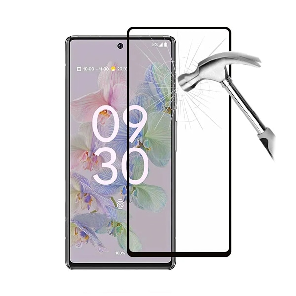 Skärmskydd Google Pixel 6A - 3D Härdat Glas - Svart (miljö) Svart