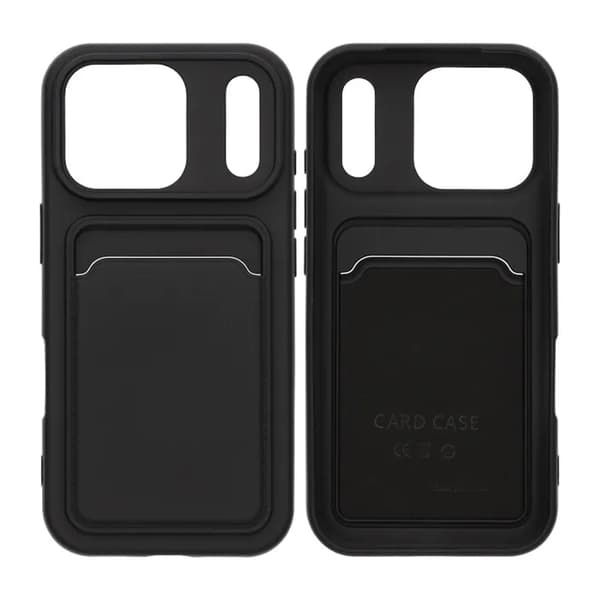 Mobilskal Silikon med Korthållare för iPhone 17 Pro - Svart musta