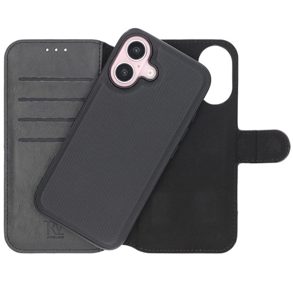 iPhone 16 Plus Plånboksfodral Magnet Rvelon - Svart Svart