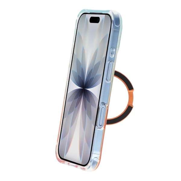 Marmorerat skal för iPhone 17 med roterande stativ och Magsafe - Orange orange