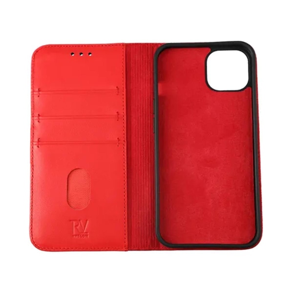 iPhone 13 Plånboksfodral Läder Rvelon - Röd Röd