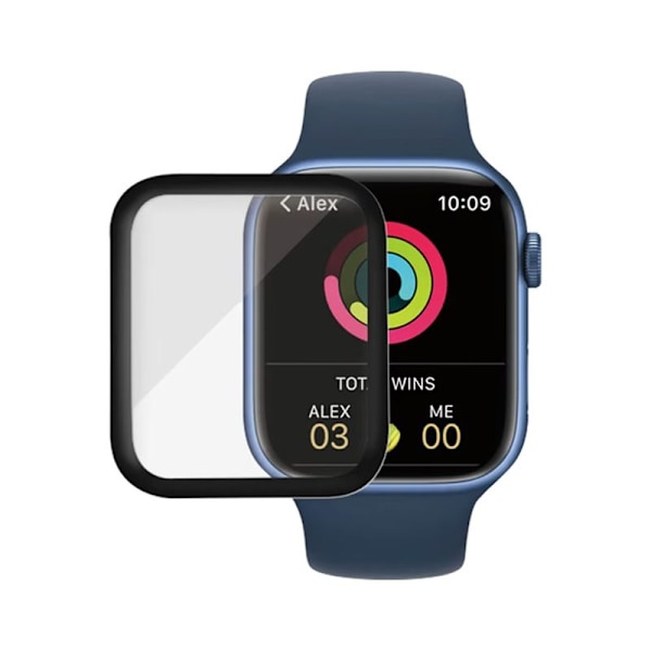 Skärmskydd Apple Watch Series 7 41mm - Härdat Glas Svart Svart