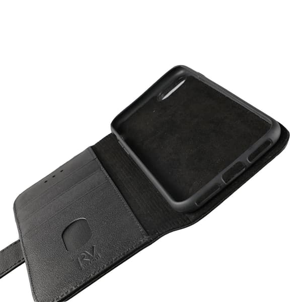 iPhone 7/8/SE 2020 Plånboksfodral Genuint Läder Rvelon - Svart Black