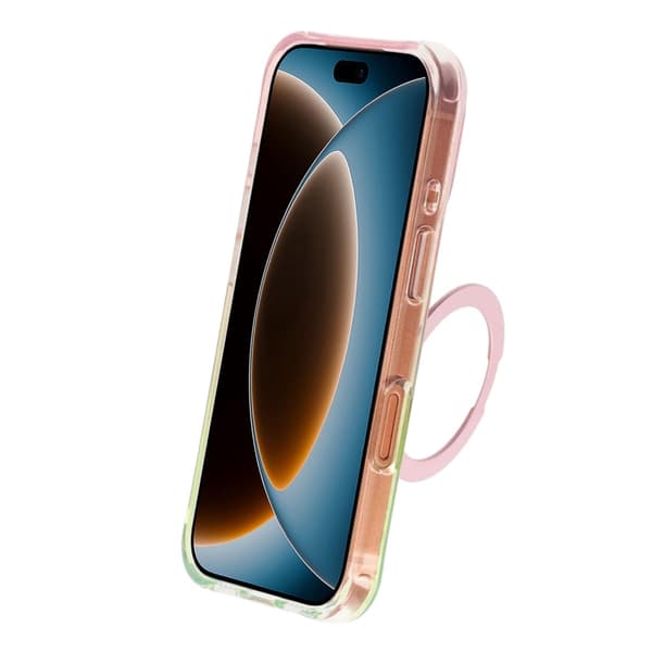 Marmoreret cover til iPhone 17 Pro Max og 18 Pro Max med roterende stativ og Magsafe - Rosa pink