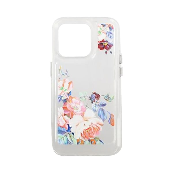 iPhone 14 Pro Mobilskal med motiv - Retro Blommor Transparent