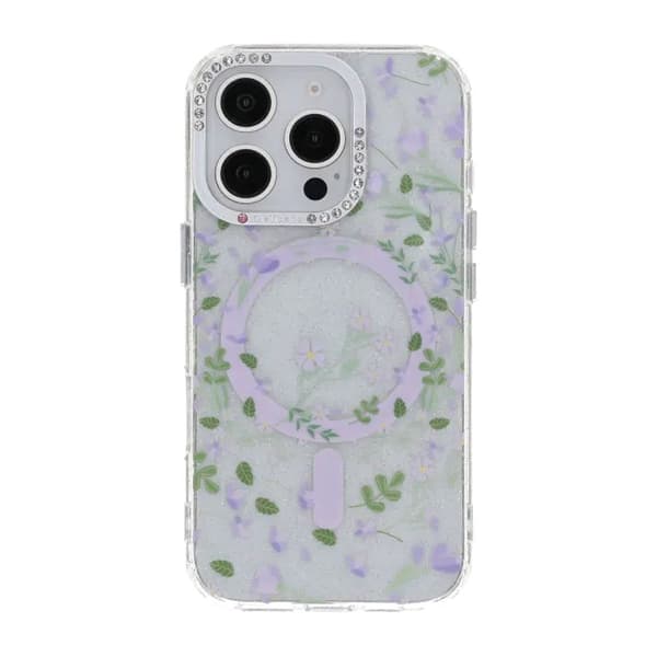 Blommigt Skal med Magsafe för iPhone 16 Pro - Lavender lila