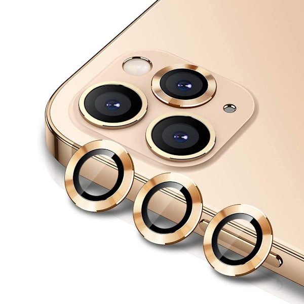 iPhone 12 Pro Linsskydd med Metallram - Guld (3-pack) Gold