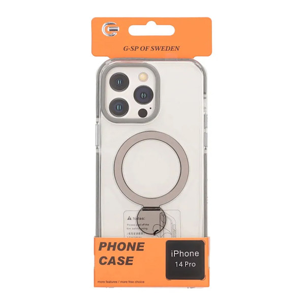 Cover Magsafe til iPhone 14 Pro - Transparent grå med ringstativ Grey