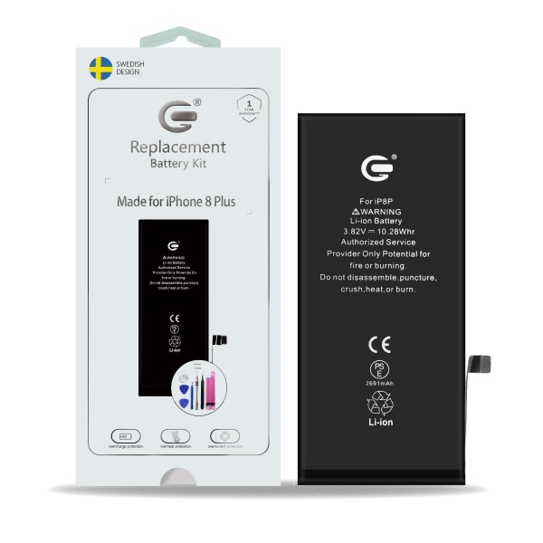 iPhone 8 Plus Batteri Kit Svart