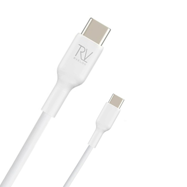 Rvelon USB-C till USB-C Kabel 2m - Vit White