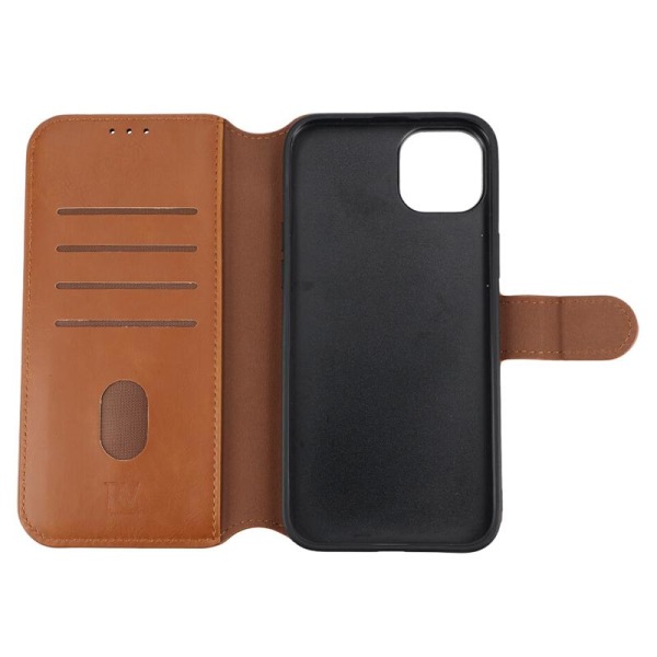 iPhone 15 Plus Plånboksfodral Magnet Rvelon - Brun Brun