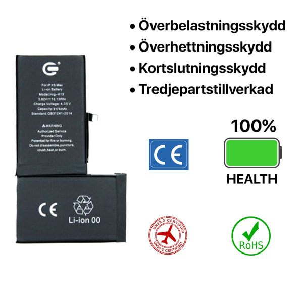 iPhone XS Max Batteri Hög Kvalité Svart