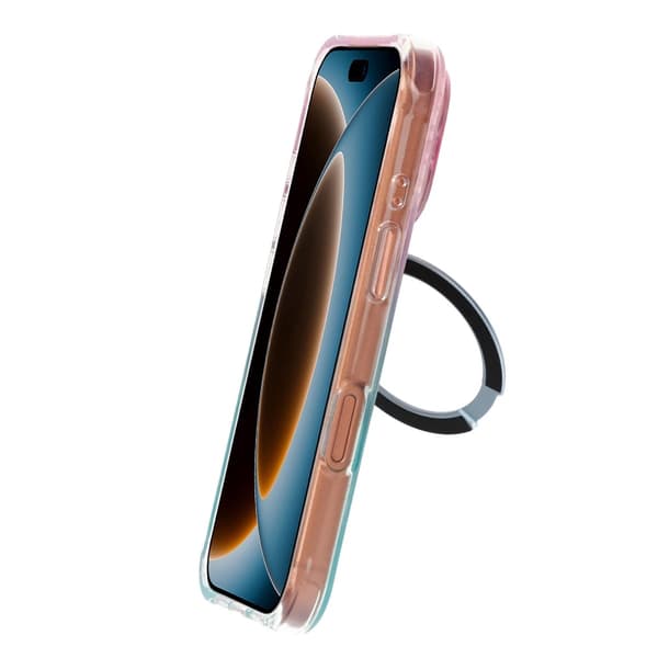 Marmoreret cover til iPhone 17 Pro Max og 18 Pro Max med roterende stativ og Magsafe - Blå blå