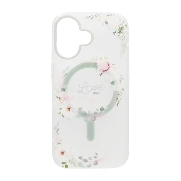 Matt MagSafe-skal med blommor för iPhone 17 - Love Grön