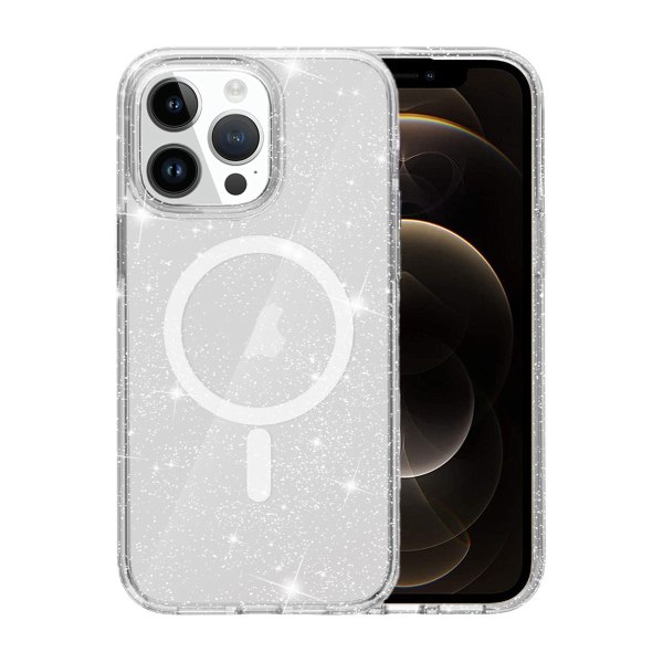iPhone 12 Pro Max Mobilskal Stöttåligt med Glitter - Transparent Transparent