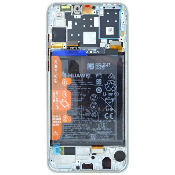 Huawei P30 Lite Edition Skärm/Display med Batteri Original - Vit Vit