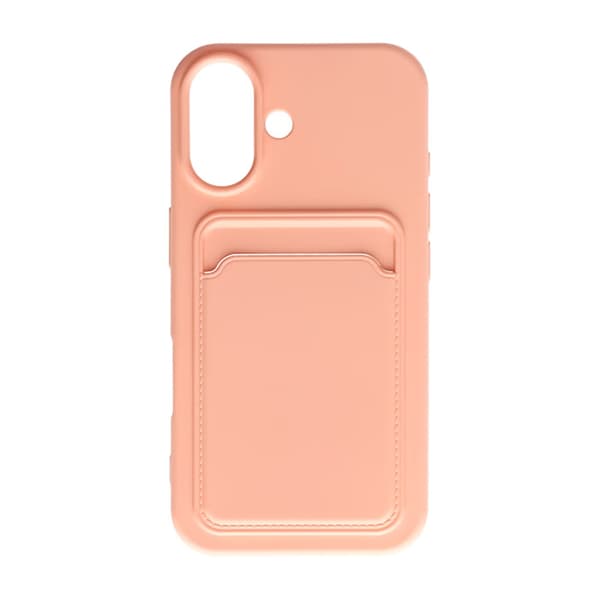 Mobilskal iPhone 16 Silikon med Korthållare - Rosa Pink