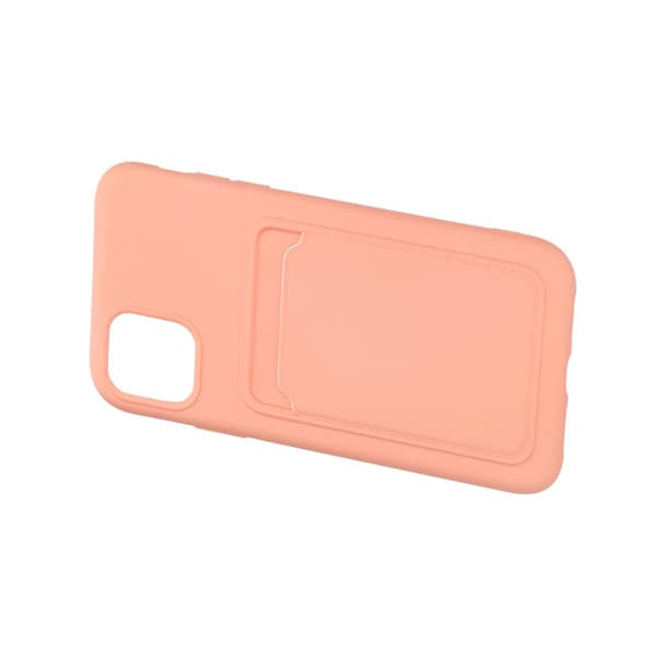 iPhone 11 Silikonskal med Korthållare - Rosa Pink