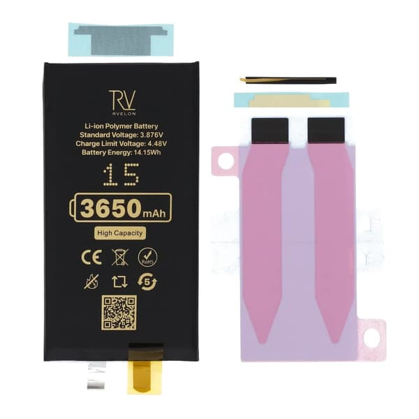 Rvelon Batteri till iPhone 15 3650mAh utan Flexkabel