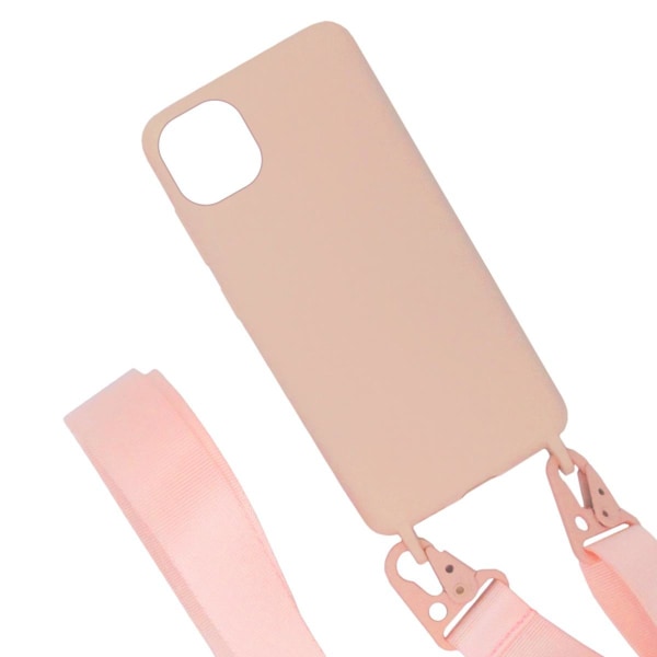 iPhone 11 Pro Silikonskal med Rem/Halsband - Rosa Pink