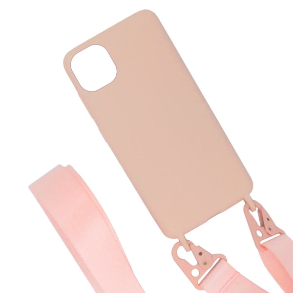 iPhone 11 Pro Silikonskal med Rem/Halsband - Rosa Rosa