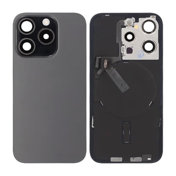 iPhone 15 Pro Baksida Glas Komplett OEM - Titansvart musta