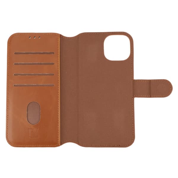 iPhone 15 Plånboksfodral Magnet Rvelon - Brun Brown
