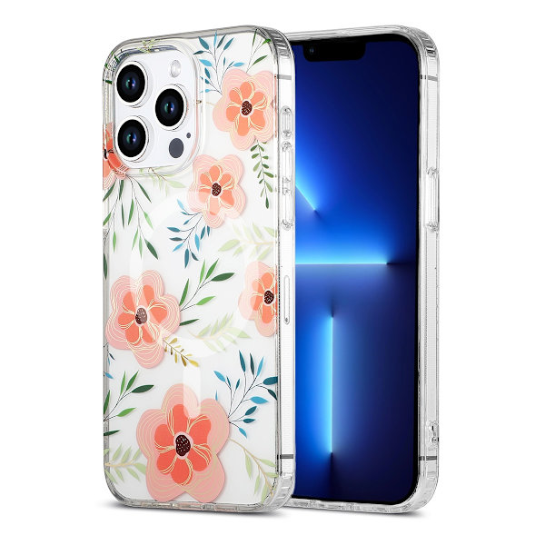 iPhone 13 Pro Max Mobilskal MagSafe - Blommor Rosa Multicolor